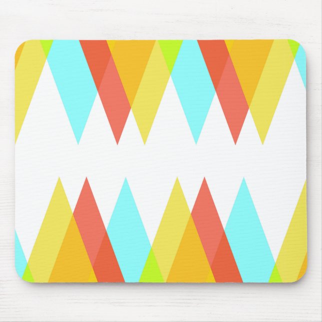 Yellow, red and cadet blue triangles mouse mat (Front)