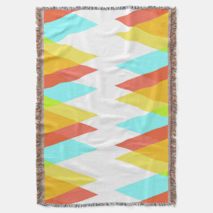 Yellow, red and cadet blue triangles throw blanket