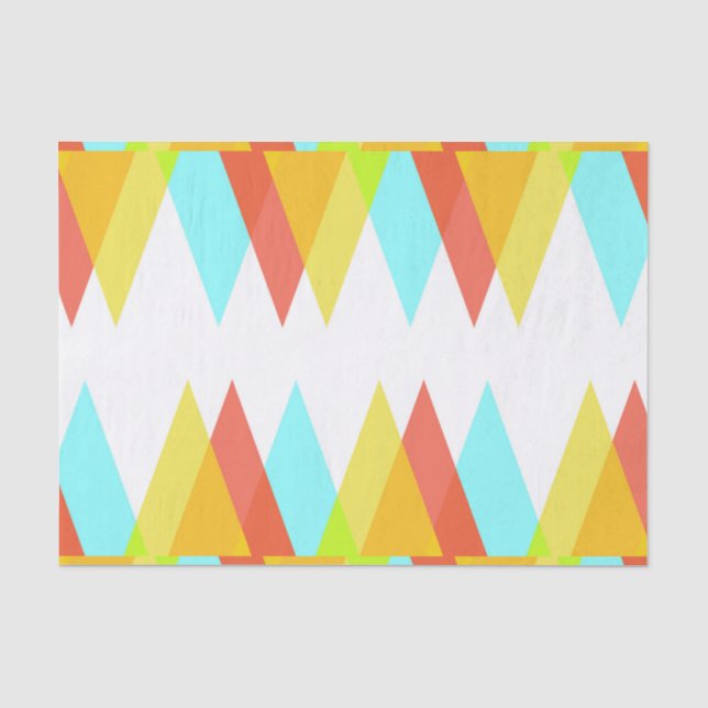 Yellow, red and cadet blue triangles tissue paper (Front)