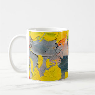 Yellow,red,and green paint coffee mug