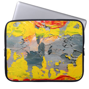 Yellow,red,and green paint laptop sleeve