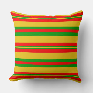Yellow, Red and Green Stripes of Benin 2 Cushion