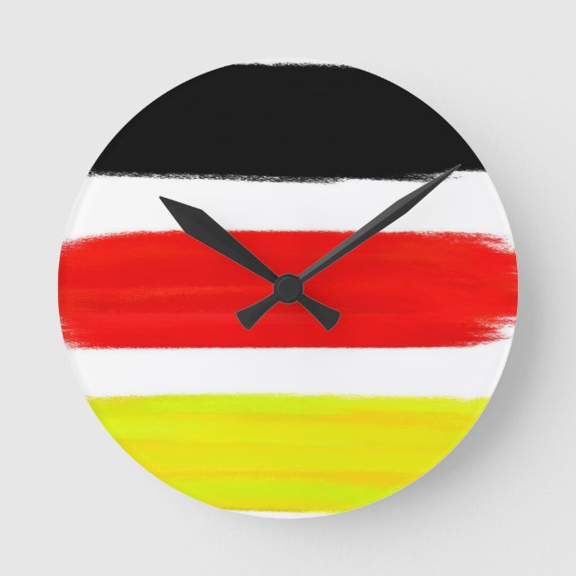 Yellow Red Black Abstract Painting Art Round Clock (Front)