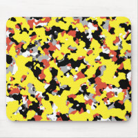 Yellow Red Black Grey Camouflage Camo Print