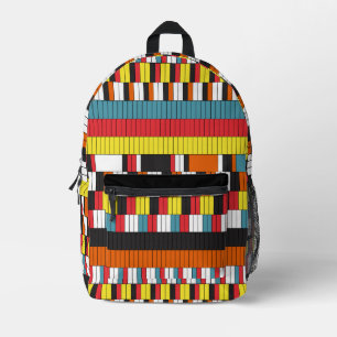 Yellow Red Black Horizontal Patterns Printed Backpack