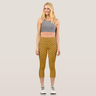 Yellow Red Black Plaid Pattern-57577 Capri Leggings