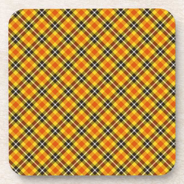 Yellow Red Black Plaid Pattern-57577 Coaster (Front)