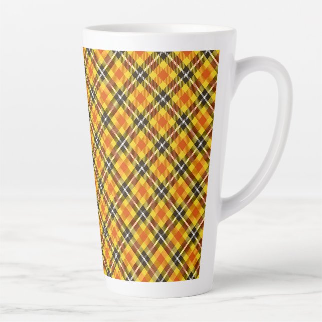 Yellow Red Black Plaid Pattern-57577 Latte Mug (Right)