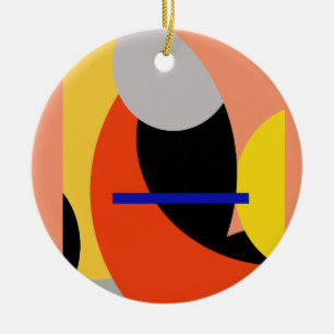Yellow Red Blue Abstract Art Ceramic Tree Decoration