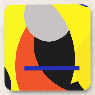 Yellow Red Blue Abstract Art Coaster