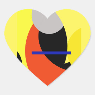 Yellow Red Blue Abstract Art Heart Sticker