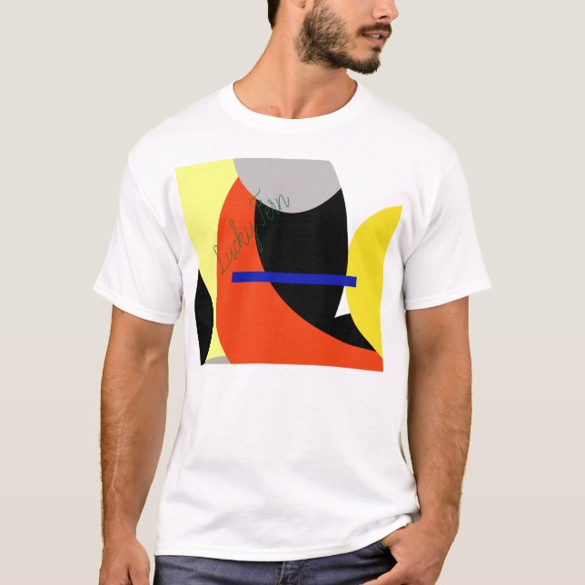 Yellow Red Blue Abstract Art T-Shirt (Front)