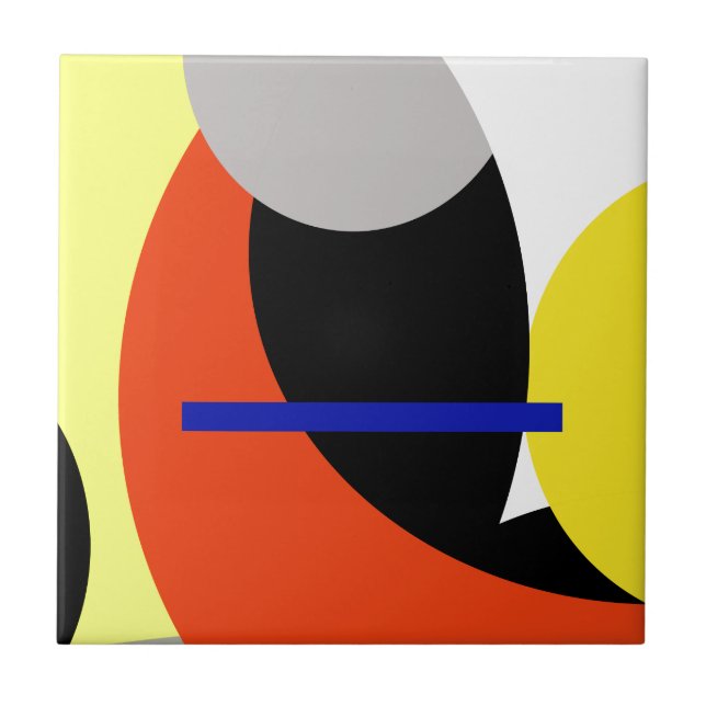 Yellow Red Blue Abstract Art Tile (Front)