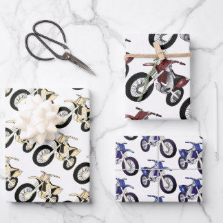 Yellow, Red, Blue Dirt Bike Motorcycle Gift Wrap