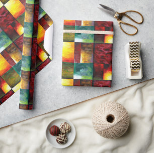 Yellow Red Blue Green Colorful Abstract Art Modern Wrapping Paper