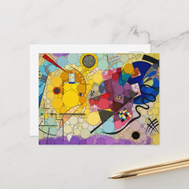 Yellow, Red, Blue, Infinity Dots - After Kandinsky Postcard (Front/Back In Situ)