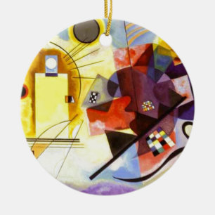 Yellow Red Blue Kandinsky Abstract Painting Ceramic Tree Decoration