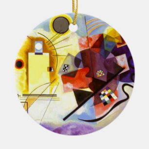 Yellow Red Blue Kandinsky Abstract Painting Ceramic Tree Decoration