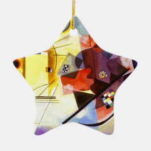 Yellow Red Blue Kandinsky Abstract Painting Ceramic Tree Decoration