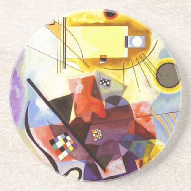 Yellow Red Blue Kandinsky Abstract Painting Coaster (Front)