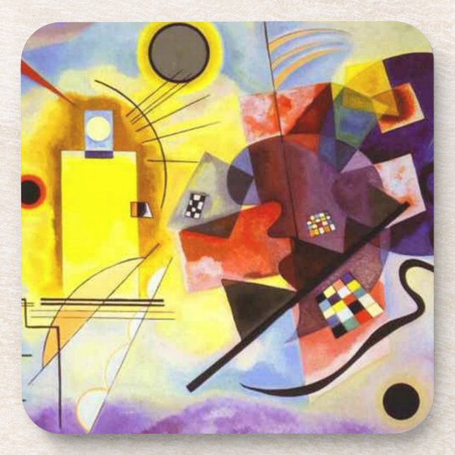Yellow Red Blue Kandinsky Abstract Painting Coaster (Front)