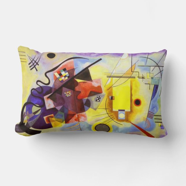 Yellow Red Blue Kandinsky Abstract Painting Lumbar Cushion (Front)