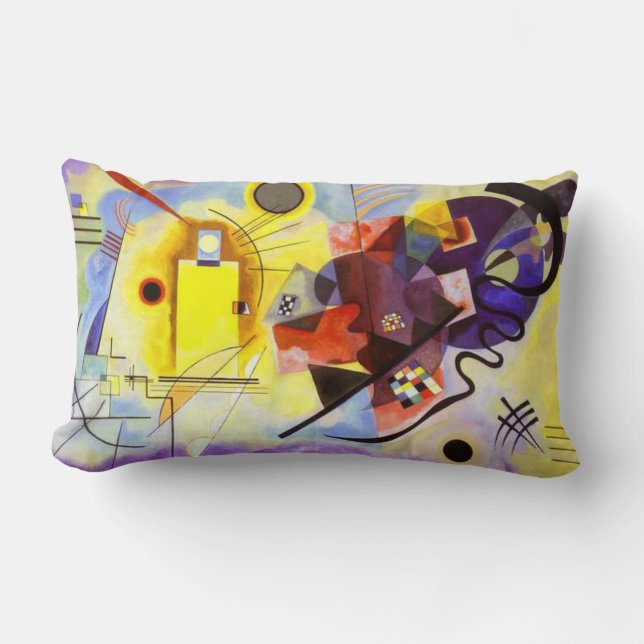 Yellow Red Blue Kandinsky Abstract Painting Lumbar Cushion (Front)