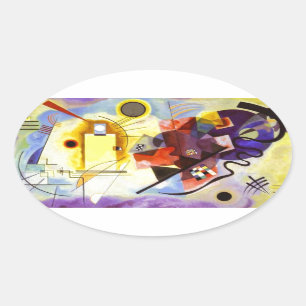 Yellow Red Blue Kandinsky Abstract Painting Oval Sticker