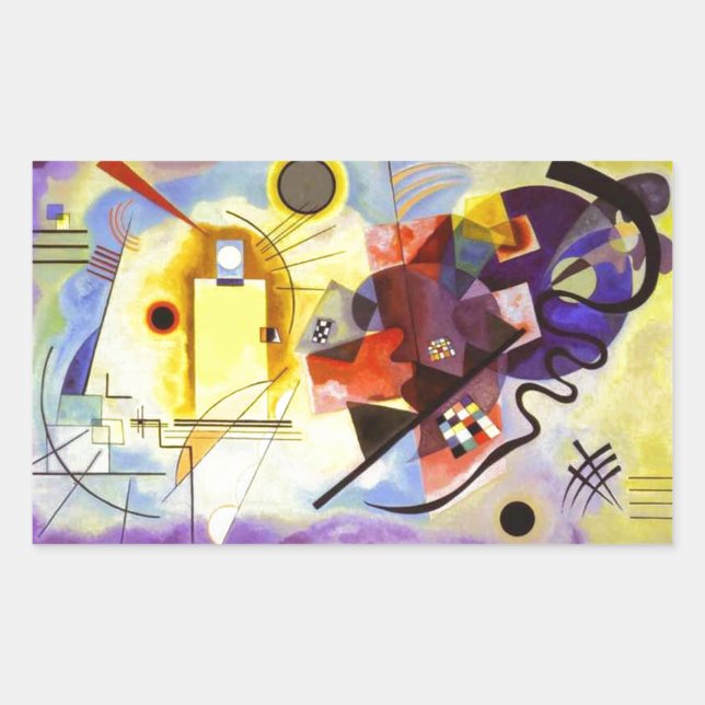 Yellow Red Blue Kandinsky Abstract Painting Rectangular Sticker (Front)