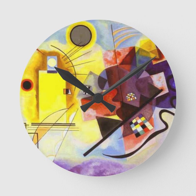 Yellow Red Blue Kandinsky Abstract Painting Round Clock (Front)