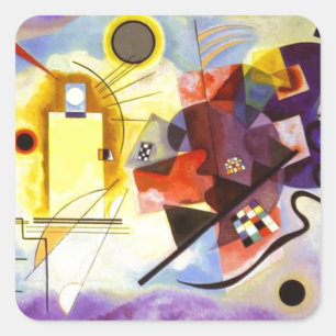 Yellow Red Blue Kandinsky Abstract Painting Square Sticker