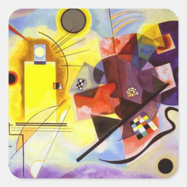 Yellow Red Blue Kandinsky Abstract Painting Square Sticker (Front)
