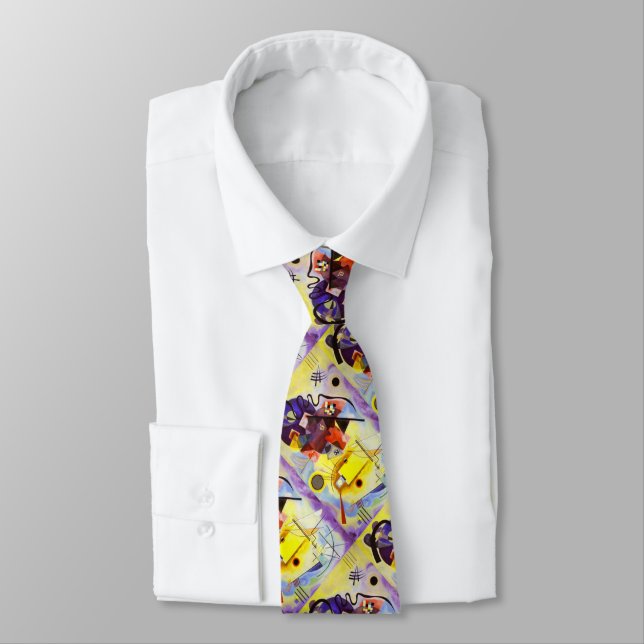 Yellow Red Blue Kandinsky Abstract Painting Tie (Tied)