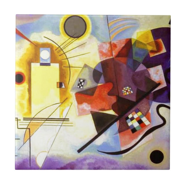 Yellow Red Blue Kandinsky Abstract Painting Tile (Front)
