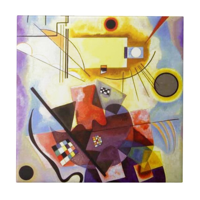 Yellow Red Blue Kandinsky Abstract Painting Tile (Front)