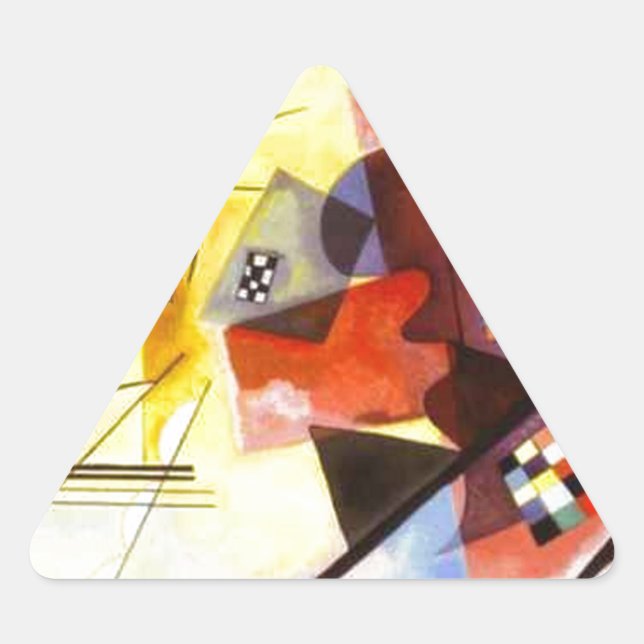 Yellow Red Blue Kandinsky Abstract Painting Triangle Sticker (Front)