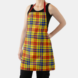 Yellow Red Blue Plaid Tartan Design Apron