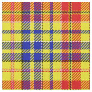 Yellow Red Blue Plaid Tartan Design  Fabric