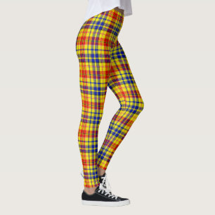 Yellow Red Blue Plaid Tartan Design Leggings