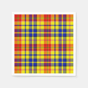 Yellow Red Blue Plaid Tartan Design Napkin