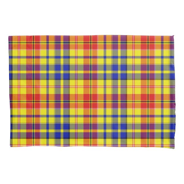 Yellow Red Blue Plaid Tartan Design  Pillowcase (Front)