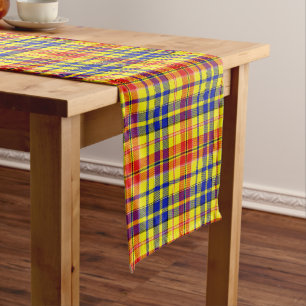 Yellow Red Blue Plaid Tartan Design  Short Table Runner