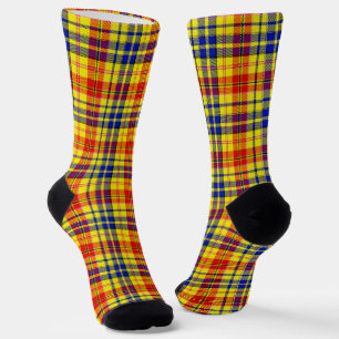 Yellow Red Blue Plaid Tartan Design Socks