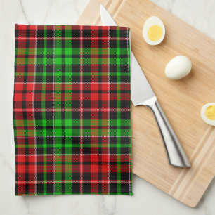 Yellow Red Blue Plaid Tartan Design Tea Towel