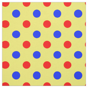Yellow Red Blue Polka Dots Design Fabric