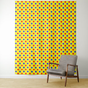Yellow Red Blue Polka Dots Design Tapestry