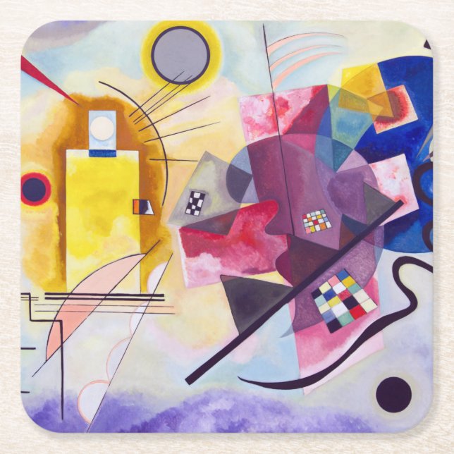 Yellow Red Blue, Wassily Kandinsky Square Paper Coaster (Front)