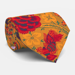 YELLOW RED BLUE WILD FLOWERS TULIPS,LEAVES FLORAL TIE