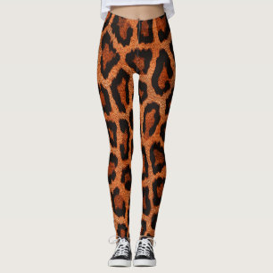 Yellow Red Brown Black Leopard Animal Print Leggings