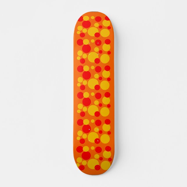 Yellow & Red Bubble Dots on Orange Skateboard (Front)